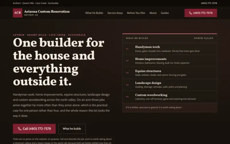 Website we built for a handyman and remodeling company