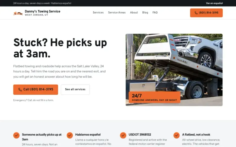 Website we built for a towing company