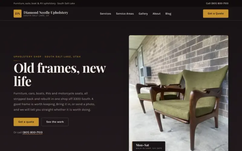 Website we built for an upholstery shop