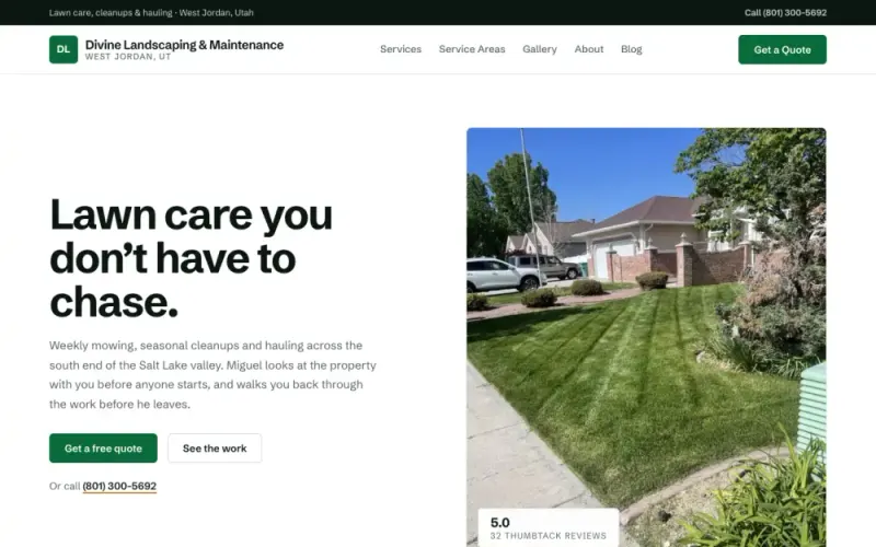 Website we built for a landscaping company