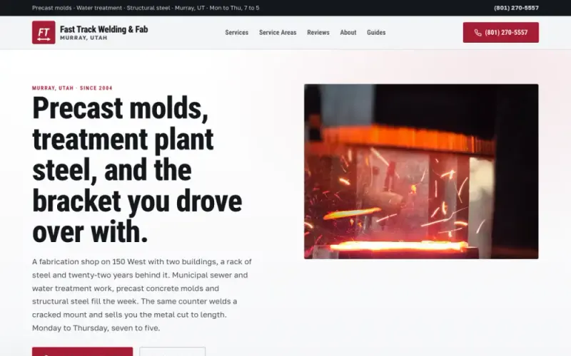 Website we built for a welding and fabrication shop