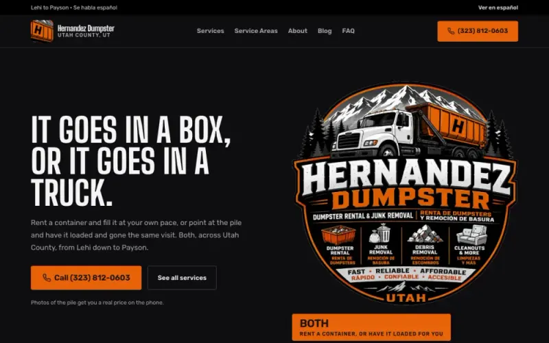 Website we built for a dumpster rental company