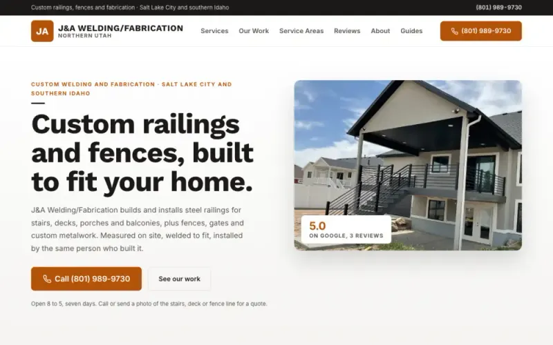 Website we built for a railing and fence welder