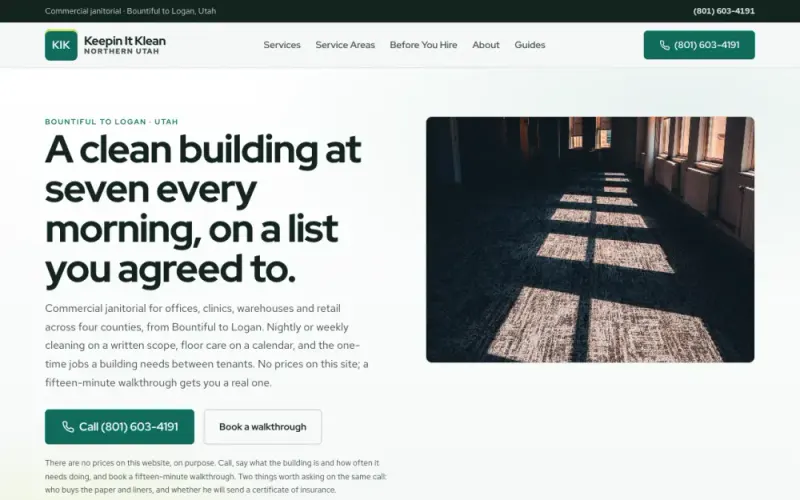 Website we built for a commercial cleaning company