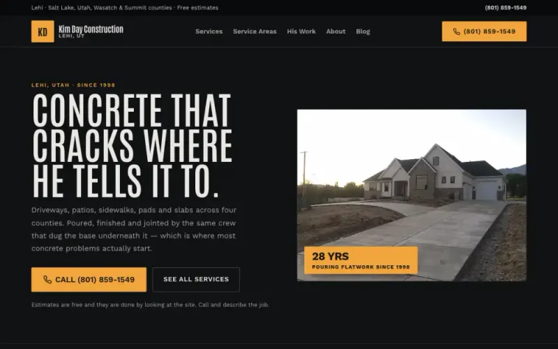 Website we built for a concrete contractor