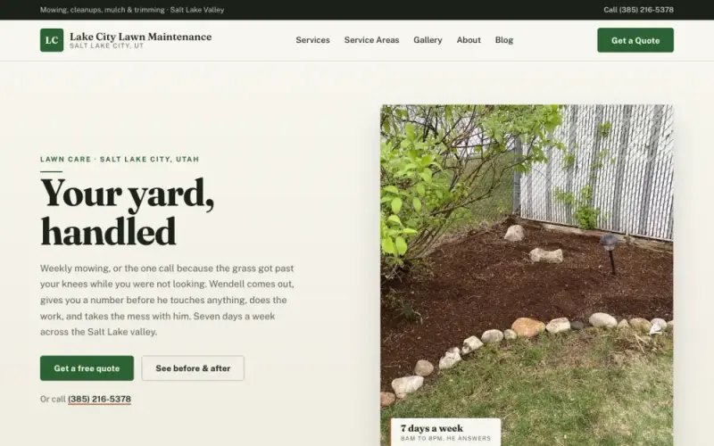 Website we built for a lawn care company