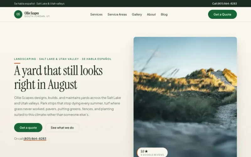 Website we built for a landscaping company