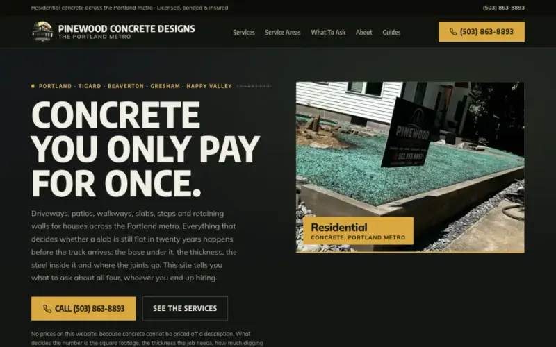 Website we built for a concrete contractor