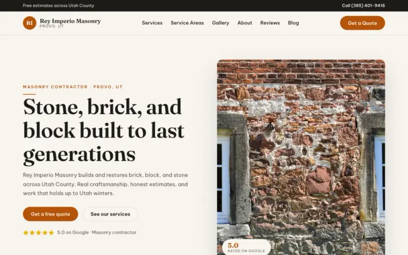 Website we built for a masonry company