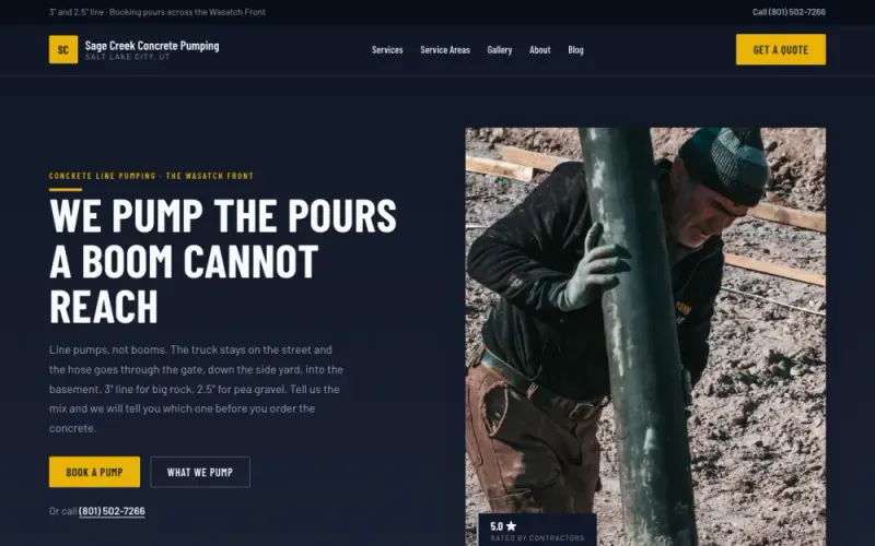 Website we built for a concrete pumping company