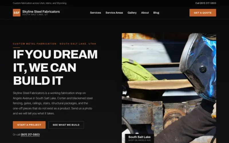 Website we built for a metal fabrication shop