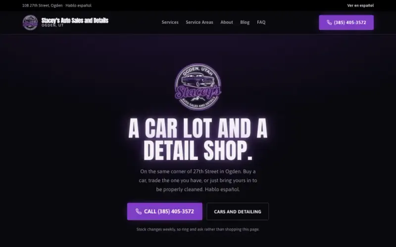 Website we built for a used car lot and detail shop